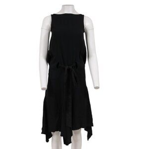 Alexander McQueen Womens Asymetrical Belted Midi Dress 40 Acetate Rayon Black